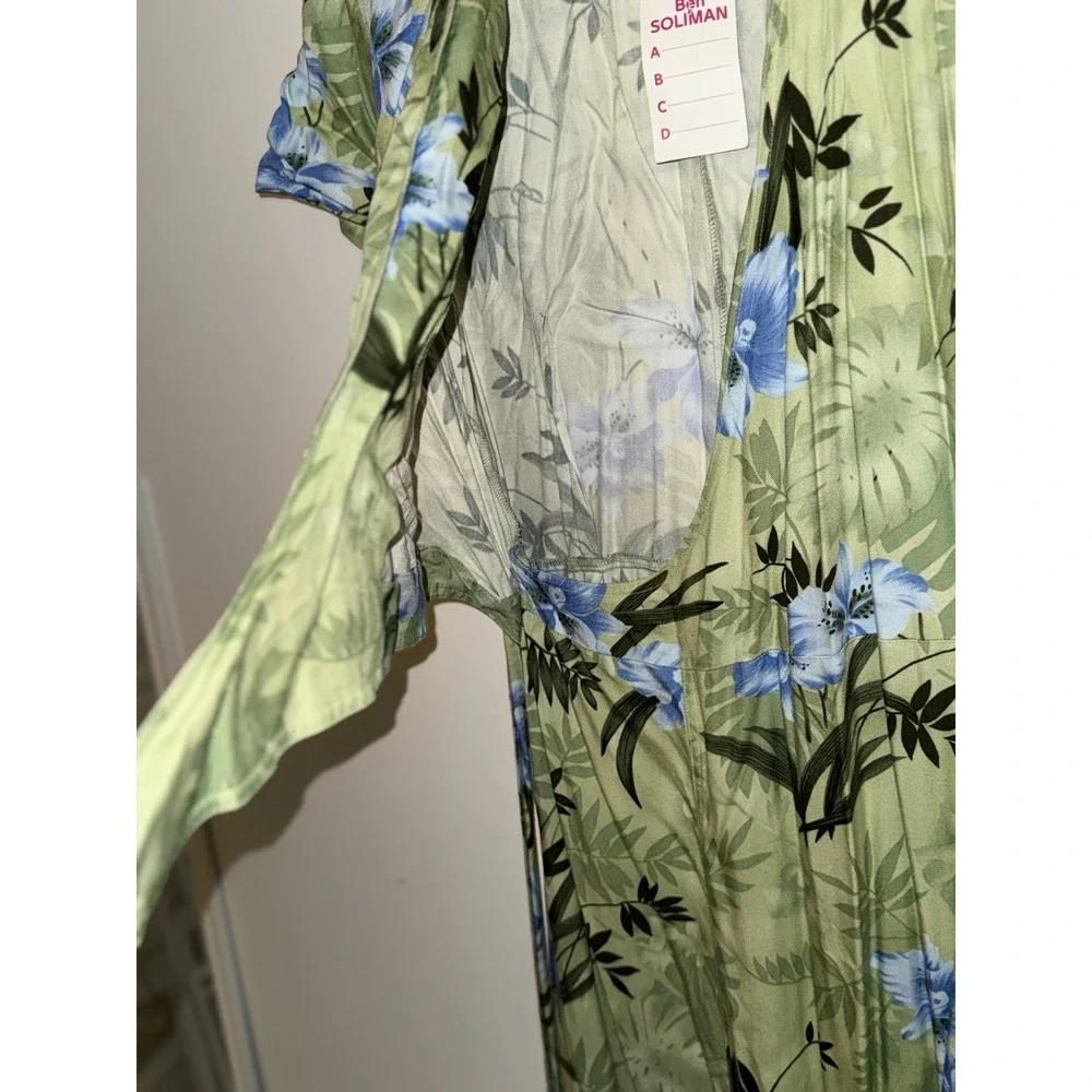 Caribbean Joe Green And Blue Floral Maxi Dress Size L